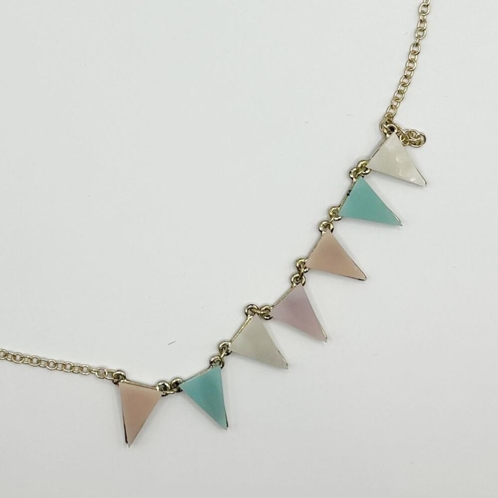 Plunder Triangle Geometric Necklace Multi Color Pastel Pennants Costume Jewelry